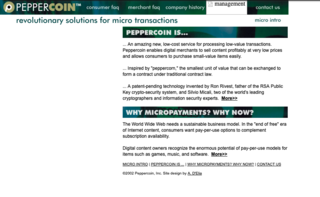 <p>Source: <a href="https://web.archive.org/web/20021107140520/http://www.peppercoin.com/" target="_blank">peppercoin.com</a></p>
