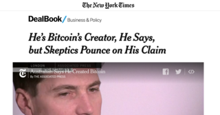 <p>Source:<br /><a href="https://www.nytimes.com/2016/05/03/business/dealbook/bitcoin-craig-wright-satoshi-nakamoto.html?_r=1" target="_blank">nytimes.com</a></p>